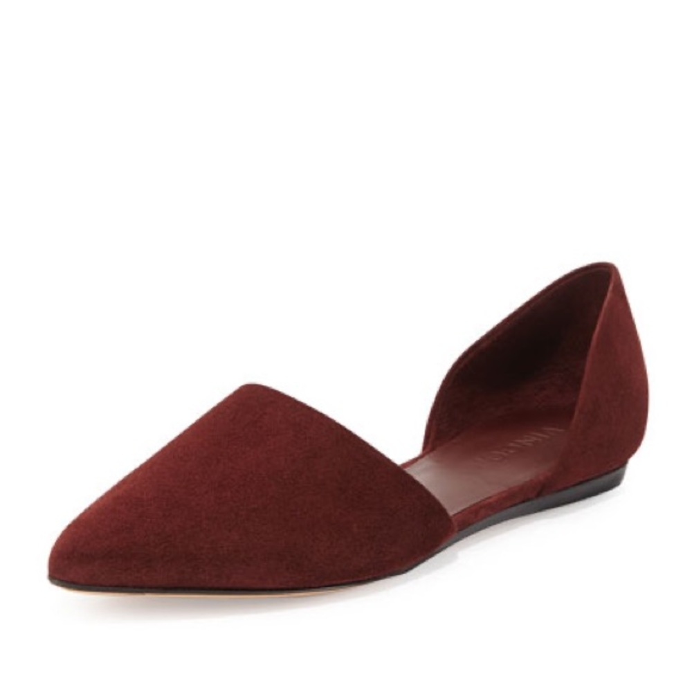Vince Nina Suede d’Orsay Point-toe Flats RedRust